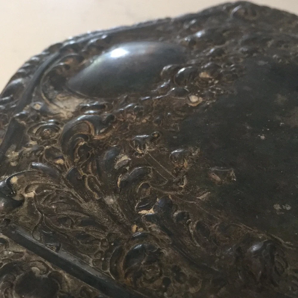 Vintage Sterling Silver & Glass Hand Mirror Antique Vanity Gift